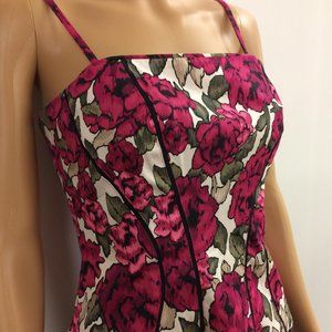 Floral Pink and White Bustier Halter Top by White House Black Market Size 2